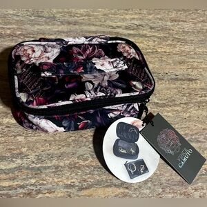 NWT Vince Camuto Floral Travel Jewelry Case - Black & Pink